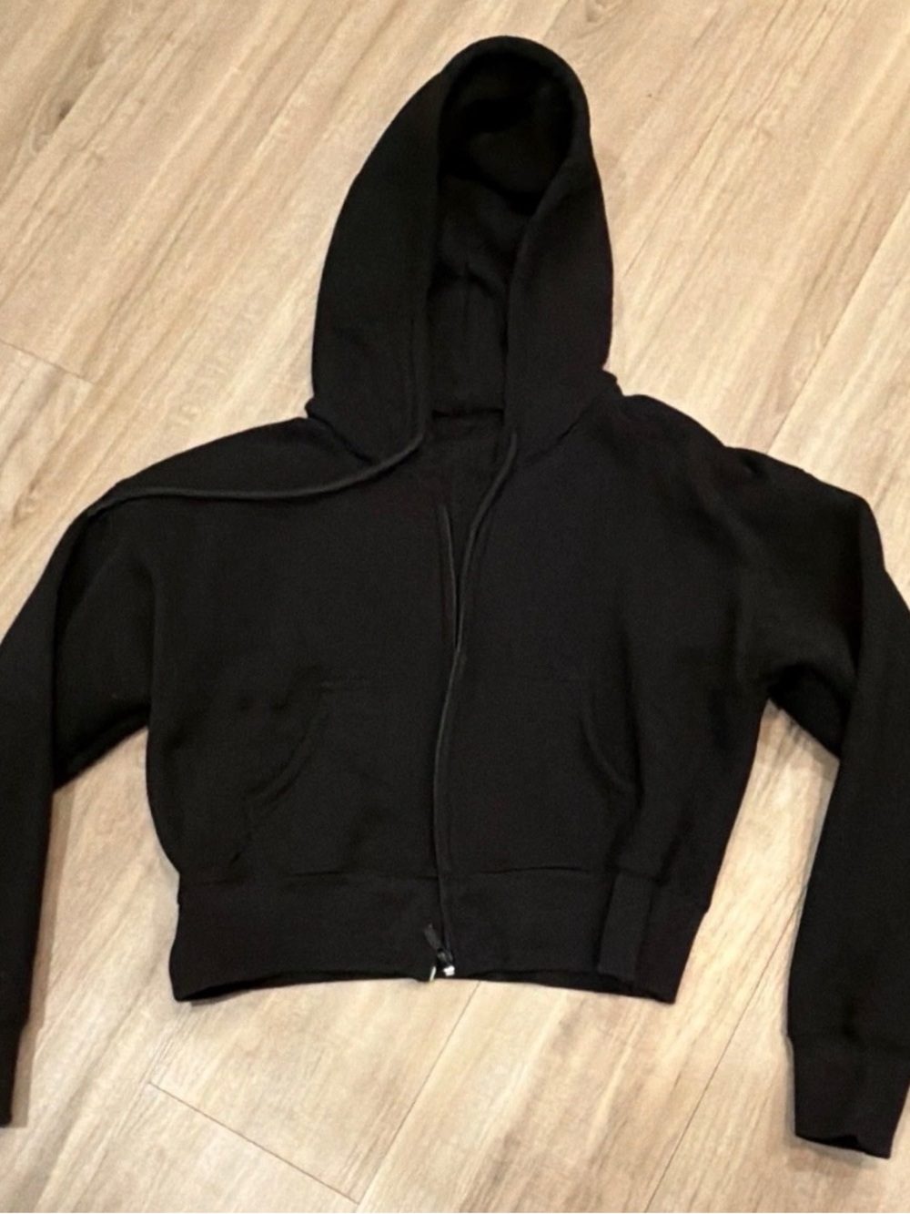 Women's Black Hooded Zip-Up Jacket